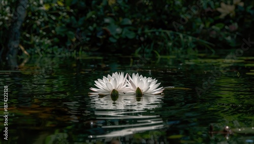 Water lilies on a water sur...