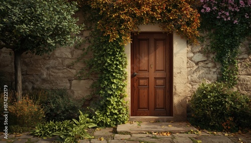 Charming wooden entrance wi...