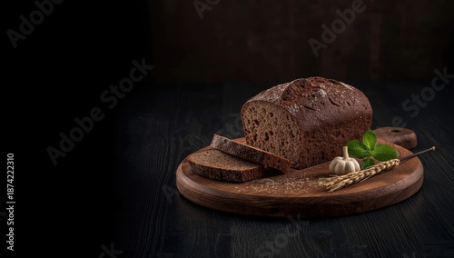 Black rye bread with season...