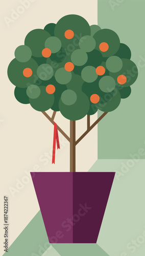 Stylized Orange Tree in Pot