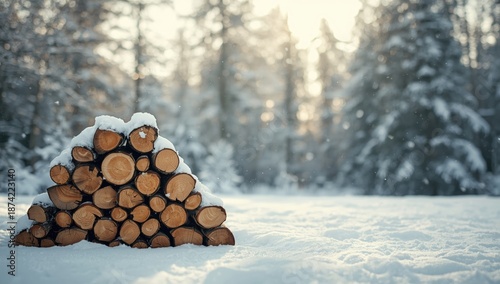 Cut firewood arranged in st...
