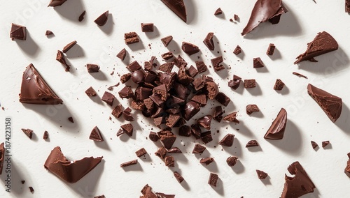 Chocolate fragments and cur...