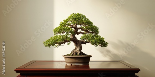 Mature bonsai in a pot plac...