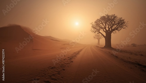 Namibian road scene engulfe...