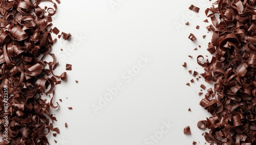Chocolate shavings on white...