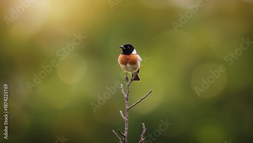 Stone chat male bird restin...