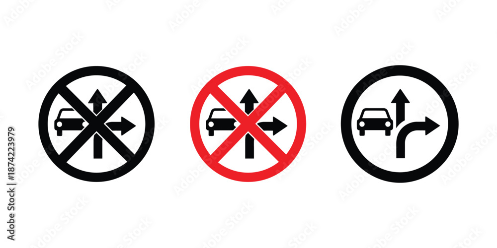 Fototapeta premium Traffic signs indicating no u turns or turns