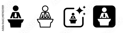 Black business person speaking meeting icon on transparent background