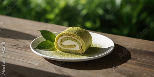 Green tea Swiss roll, soft ...