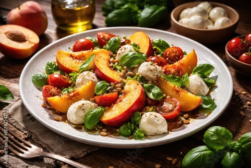 seasonal peach and mozzarel...