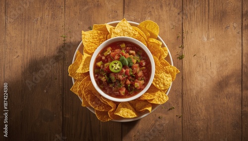 Serving of spicy salsa alon...