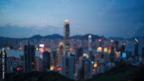 Blurred Hong Kong cityscape...