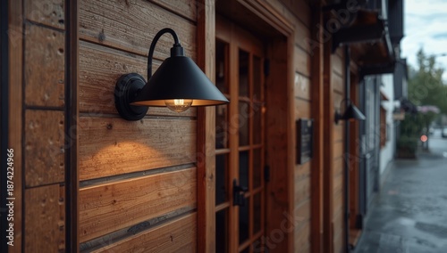 Exterior black lamp affixed...