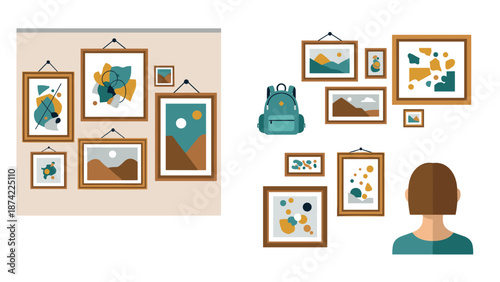 Gallery wall flat design: modern art and creative wall decor aesthetics