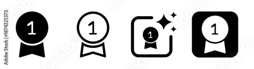 Number one medal icon for first place ranking isolated on transparent background vector illustration