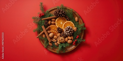 Dried citrus and nuts arran...