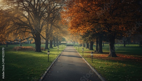 Wooden trail lined with lan...