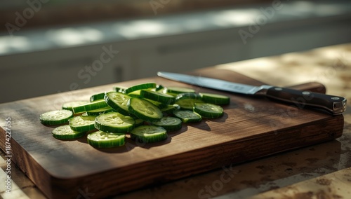 Sliced cucumbers prepared o...