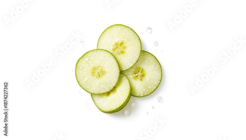 Green apple slices with wat...