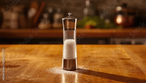White salt container on a h...