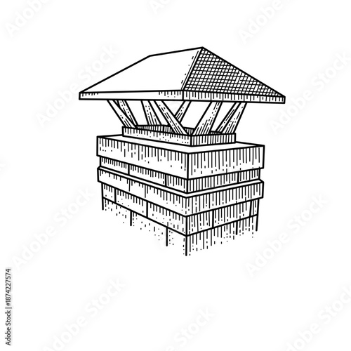 hand drawn vintage chimney line art vector illustration