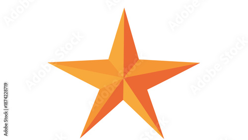 Geometric orange star icon in flat 3d style on white background