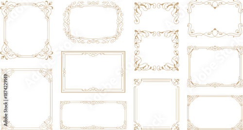 Elegant vintage decorative frame collection with ornate borders, classic ornamental design, antique style templates for invitations, certificates, posters, and artworks