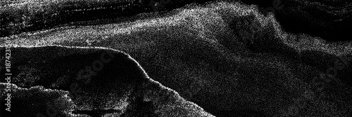 White grain texture pattern of soft spray and speckles on black background like a polar lights. Vector grunge overlay effects.