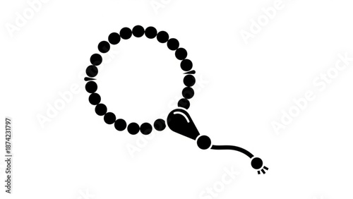 Black Prayer Beads with Plug Isolated on White Background