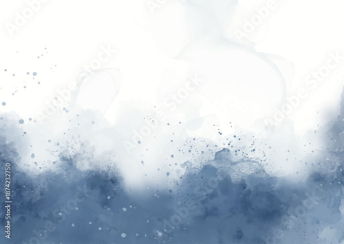 Grunge style hand painted blue watercolour background design 