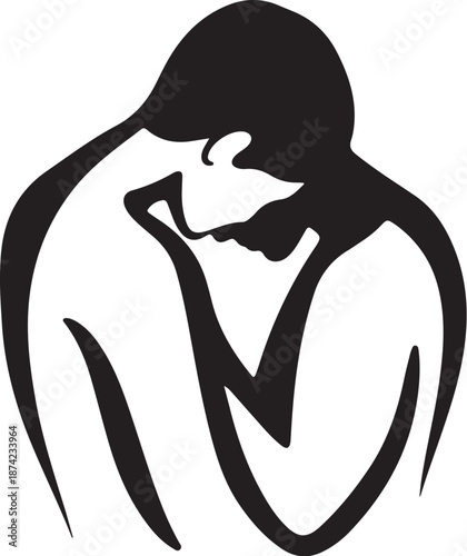 Sad woman with her head in her hands isolated