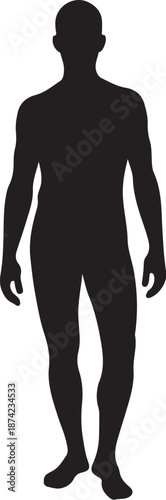 Black silhouette of a man standing on white background