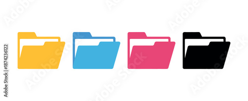 Folder and Document Icon Set Vector – Colorful Files, Binder, and Data Archive Symbols