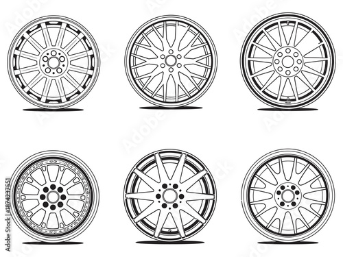Alloy Wheels Outline Icon Simple Vector
