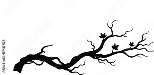 Dry Twisted Wild Vine silhouette vector illustration