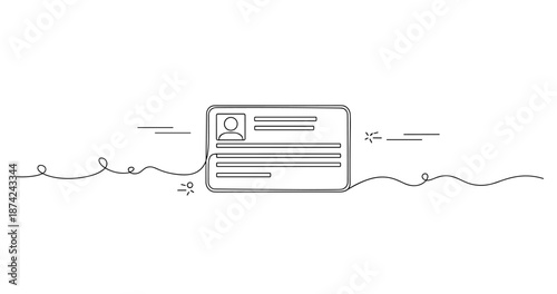 Hand-drawn identification card design with person's silhouette in minimalist style, no editable stroke