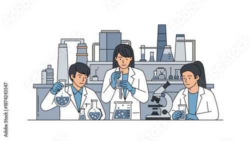 Scientists Conducting Experiments in a Modern Laboratory Environment.