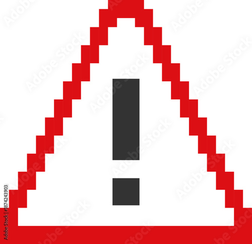 Pixel alert triangle icon with red border
