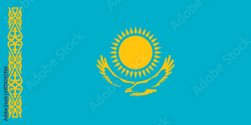 Flat vector Kazakhstan flag with national emblem