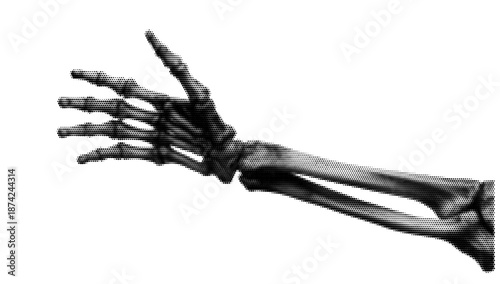 creepy halloween skeleton hand grunge halftone collage design element