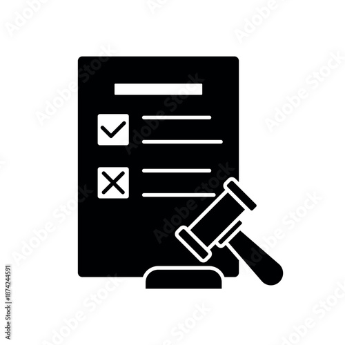 Icon a legal evaluation and judicial review, isolated against a clean background