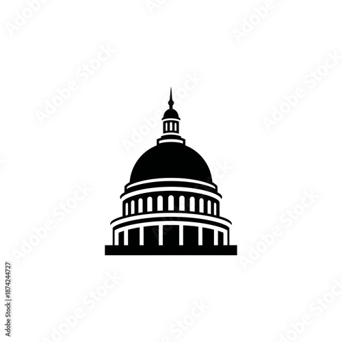 Silhouette icon of a classic American capitol dome, solid black fill, simple geometry
