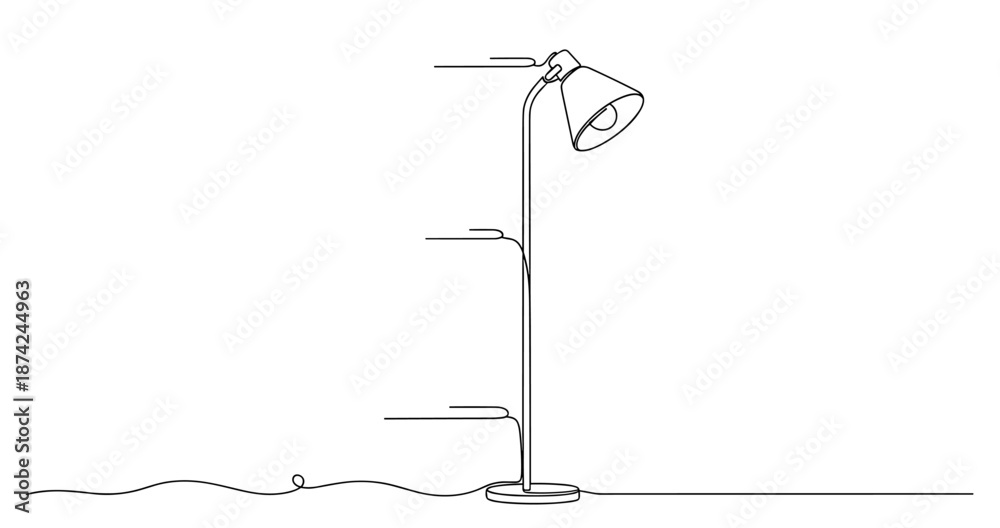 Obraz premium Minimalist continuous line drawing of a modern floor lamp. No editable strokes