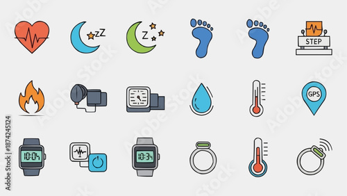 Collection of Health and Fitness Icons.