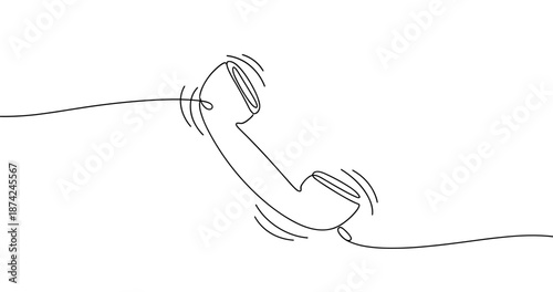 Continuous line drawing of a vintage telephone handset on white background. No editable strokes