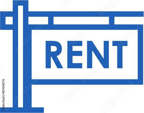 For Rent Sign Icon – Property Rental Line Vector