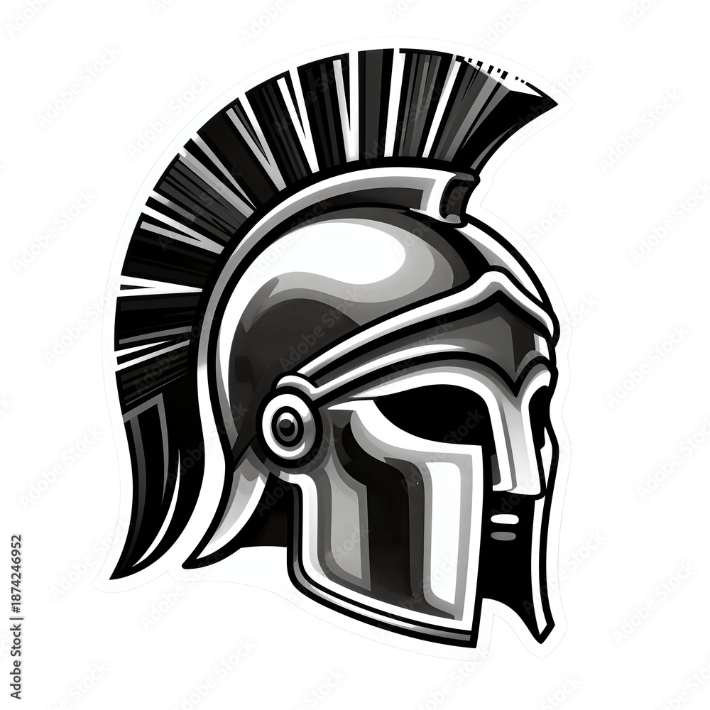 Naklejka premium Stylized ancient warrior helmet with plume