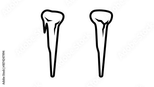 Two Vertical Icicle Icons Symbolizing Freezing Winter Temperatures and Melting Ice