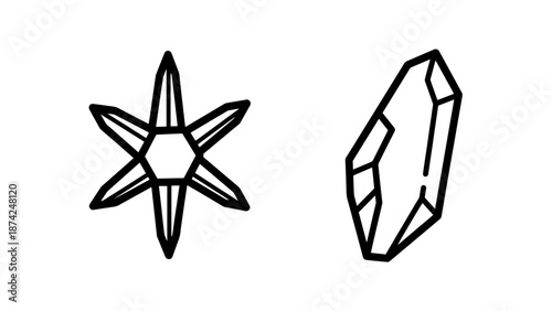 Geometric Ice Crystal and Shard Icons Representing Mineral Structure and Frozen Elements