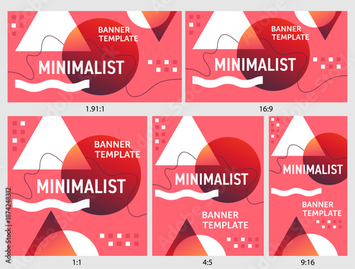 Minimalist geometric banner templates set for social media